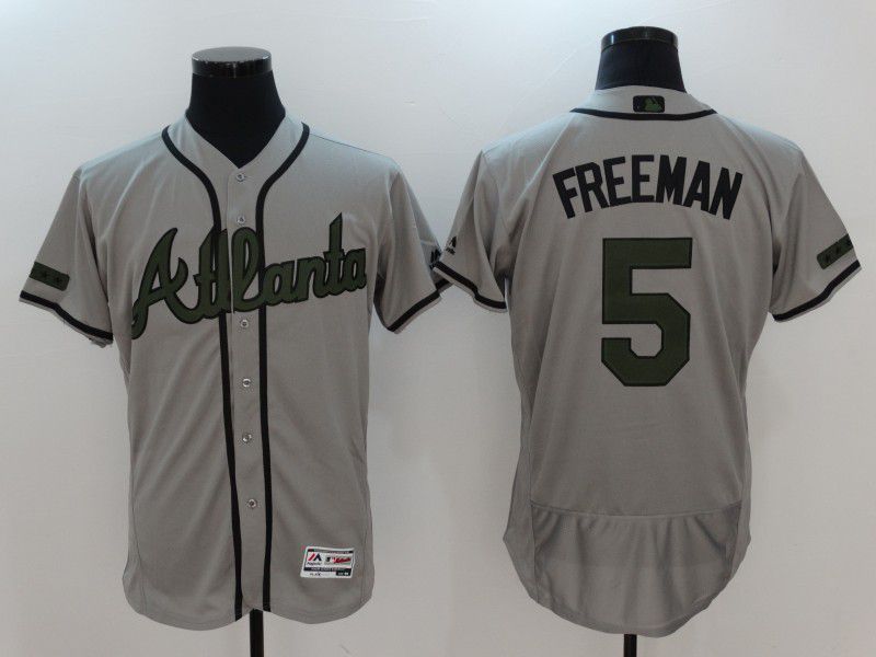 2017 Men MLB Atlanta Braves #5 Freeman Grey Elite Commemorative Edition Jerseys